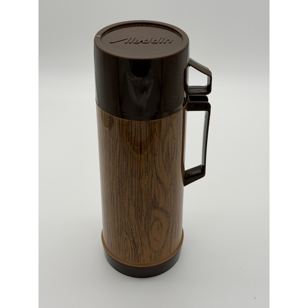 Aladdin 1 Quart Thermos Vintage Wood Grain Vacuum Bottle Stopper 31 Cup 243